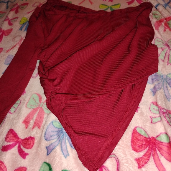 SHEIN Deep Red Ribbed Top - Picture 2 of 4
